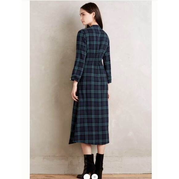 NWT Anthropologie Sylvan Plaid Shirtdress Tartan Green Blue Holiday Women XL - Picture 2 of 10